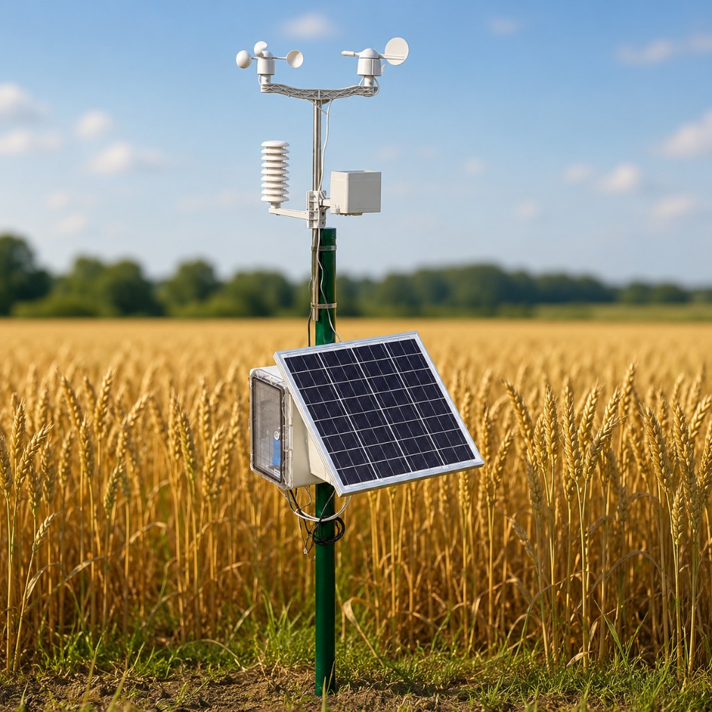 AgriTwin solar-powered field data collector in a wheat field